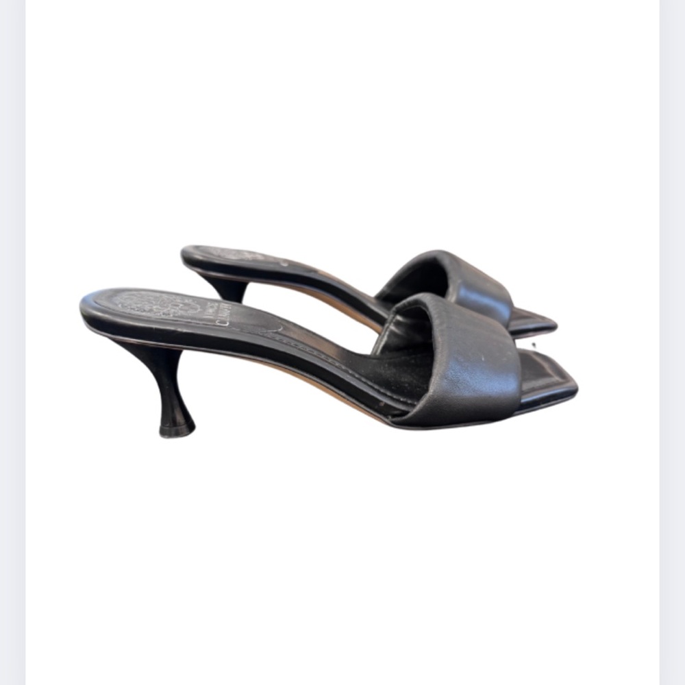 Vince Camuto Black Kitten Heel Mules with Square Toe